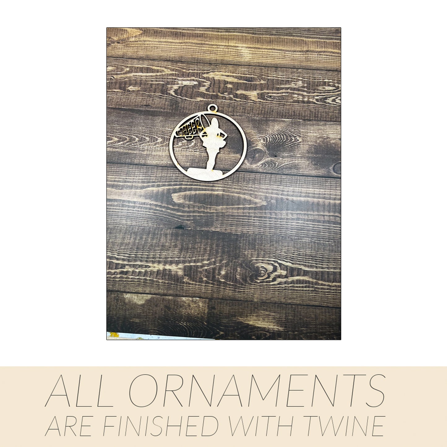 Cheer Wooden Sports Ornament, Sports Ornament, Engraved Ornament, Laser Engraved Wood Ornament