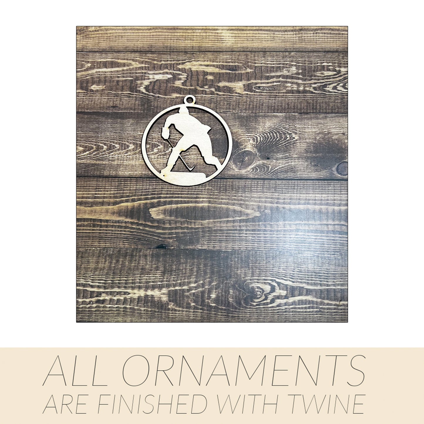 Hockey Ornament, Wooden Sports Ornament, Sports Ornament, Engraved Ornament, Laser Engraved Wood Ornament