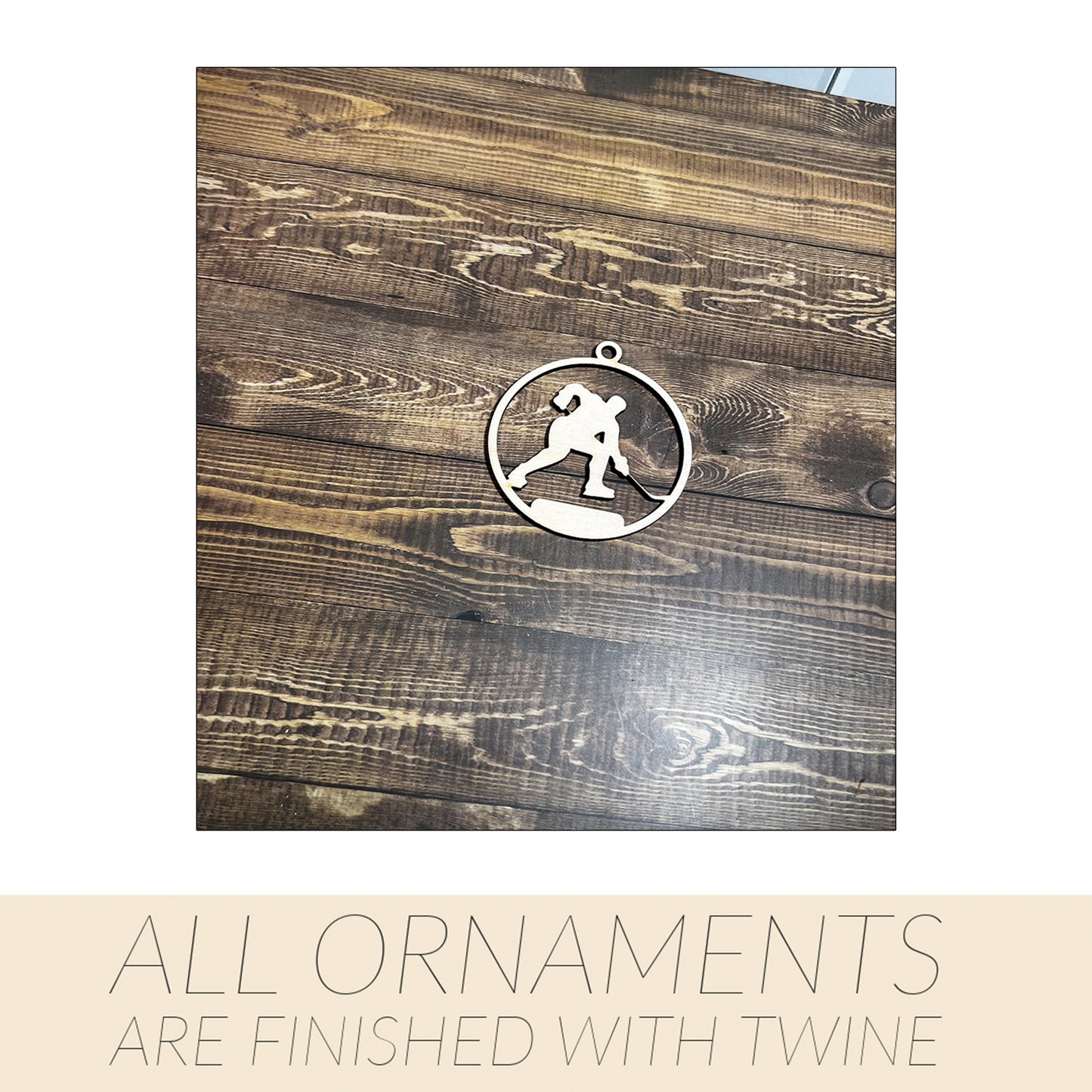 Hockey Ornament, Wooden Sports Ornament, Sports Ornament, Engraved Ornament, Laser Engraved Wood Ornament