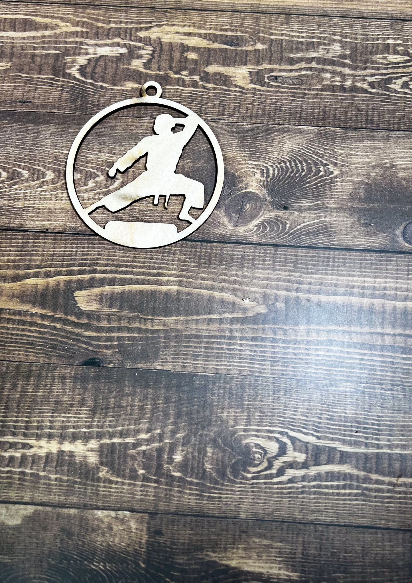 Karate Ornament, Wooden Sports Ornament, Sports Ornament, Engraved Ornament, Laser Engraved Wood Ornament