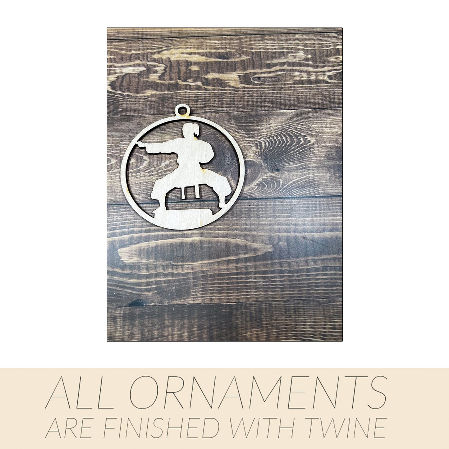 Karate Wooden Sports Ornament, Sports Ornament, Engraved Ornament, Laser Engraved Wood Ornament