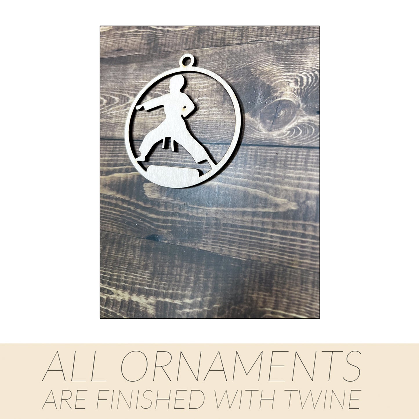 Karate Ornament, Wooden Sports Ornament, Sports Ornament, Engraved Ornament, Laser Engraved Wood Ornament