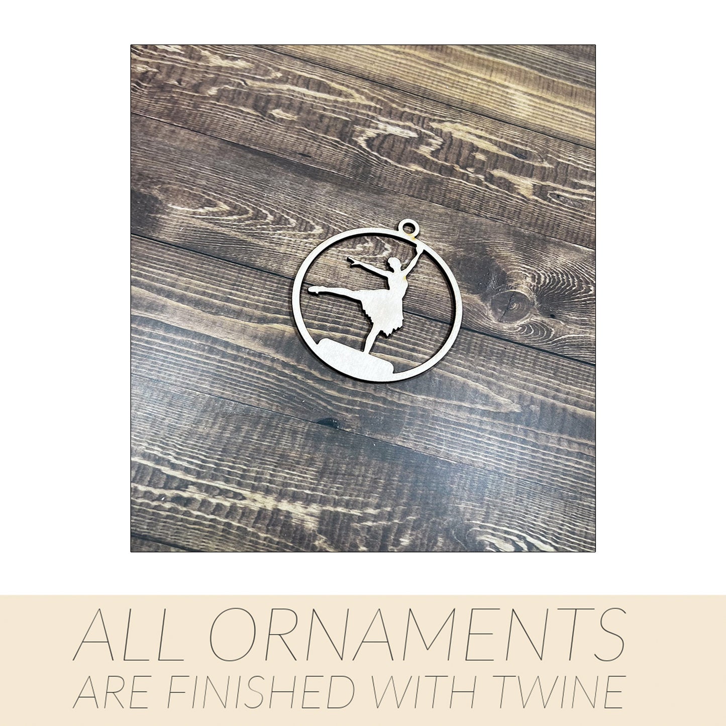 Ballet Ornament, Wooden Sports Ornament, Sports Ornament, Engraved Ornament, Laser Engraved Wood Ornament