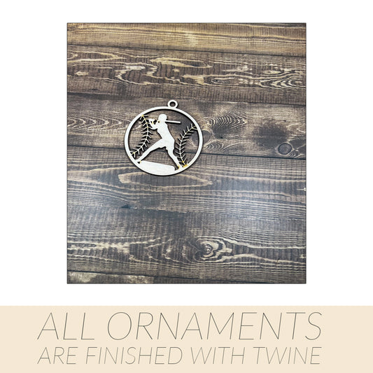 Baseball Wooden Sports Ornament, Sports Ornament, Engraved Ornament, Laser Engraved Wood Ornament