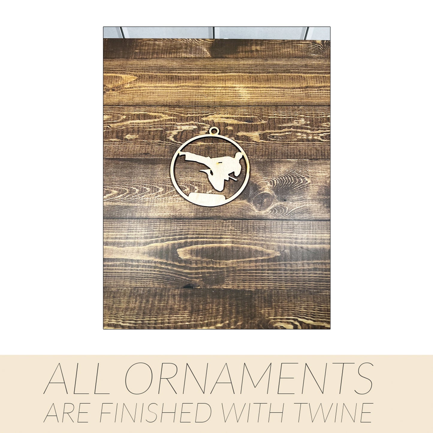 Karate Ornament, Wooden Sports Ornament, Sports Ornament, Engraved Ornament, Laser Engraved Wood Ornament