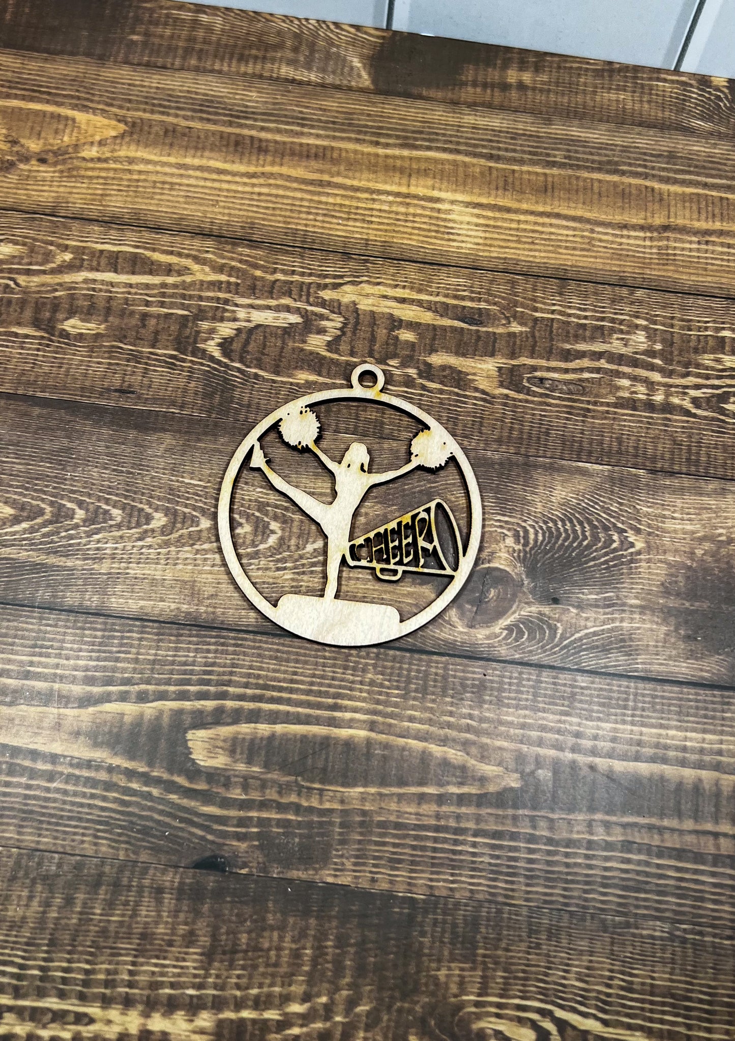 Cheerleading Ornament, Wooden Sports Ornament, Sports Ornament, Engraved Ornament, Laser Engraved Wood Ornament