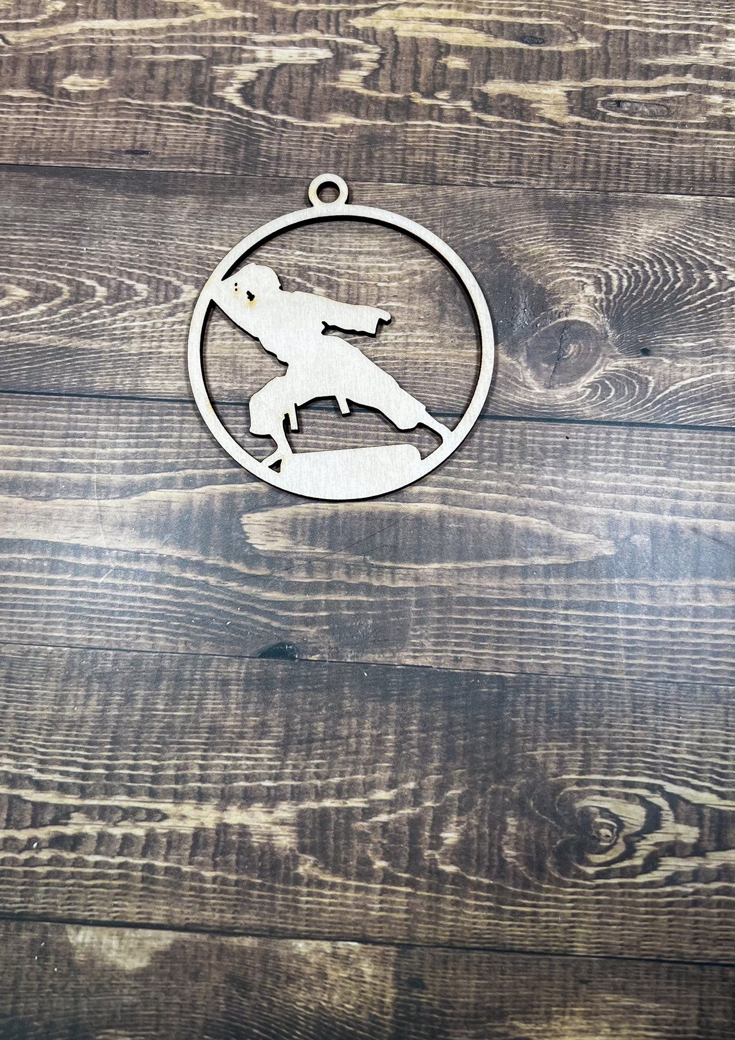 Karate Wooden Sports Ornament, Sports Ornament, Engraved Ornament, Laser Engraved Wood Ornament