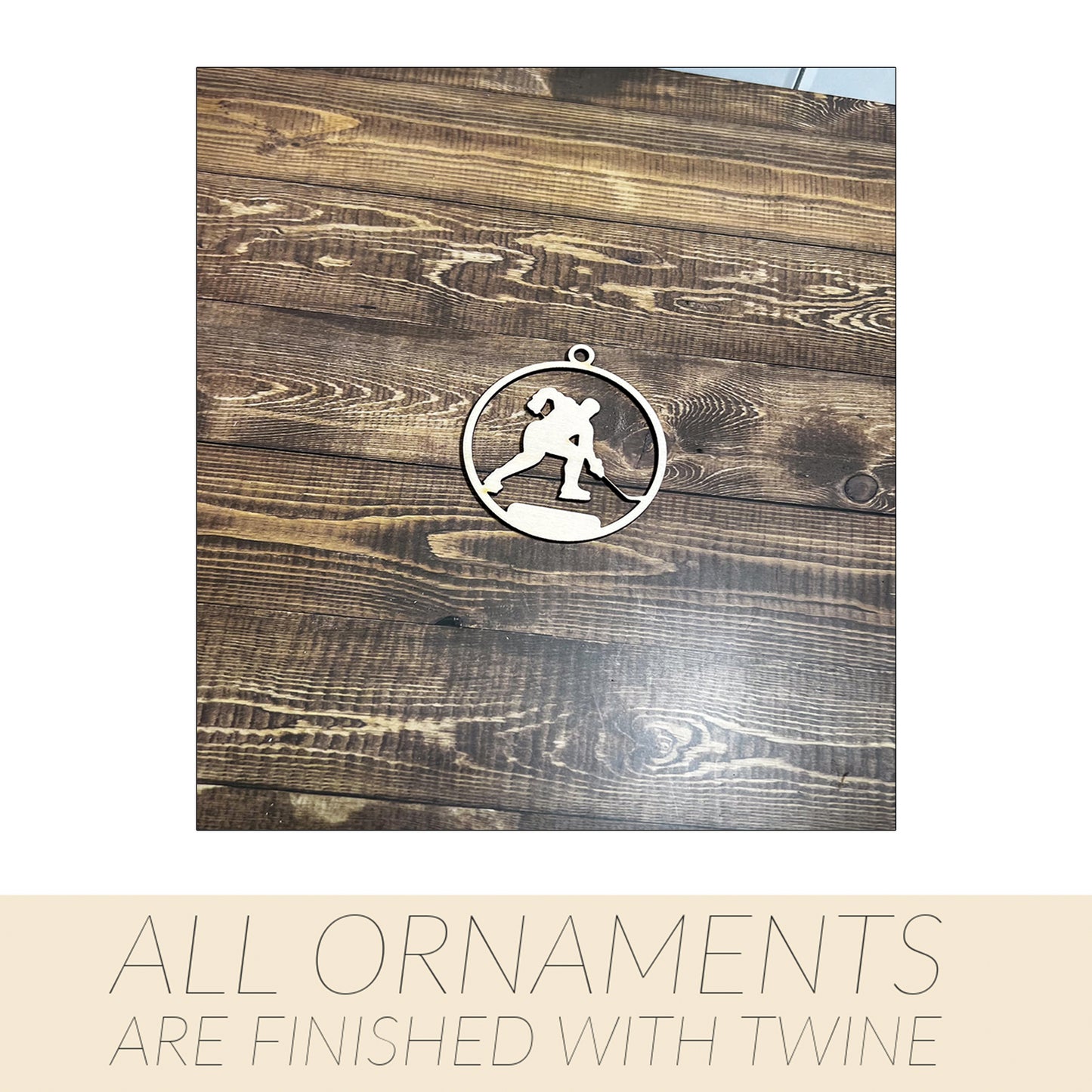 Hockey Ornament, Wooden Sports Ornament, Sports Ornament, Engraved Ornament, Laser Engraved Wood Ornament