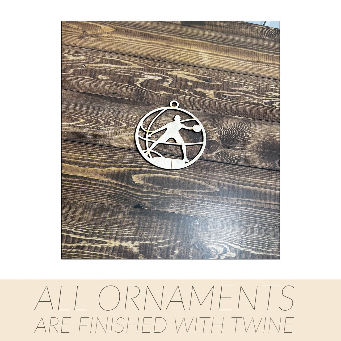 Basketball Ornament, Wooden Sports Ornament, Sports Ornament, Engraved Ornament, Laser Engraved Wood Ornament