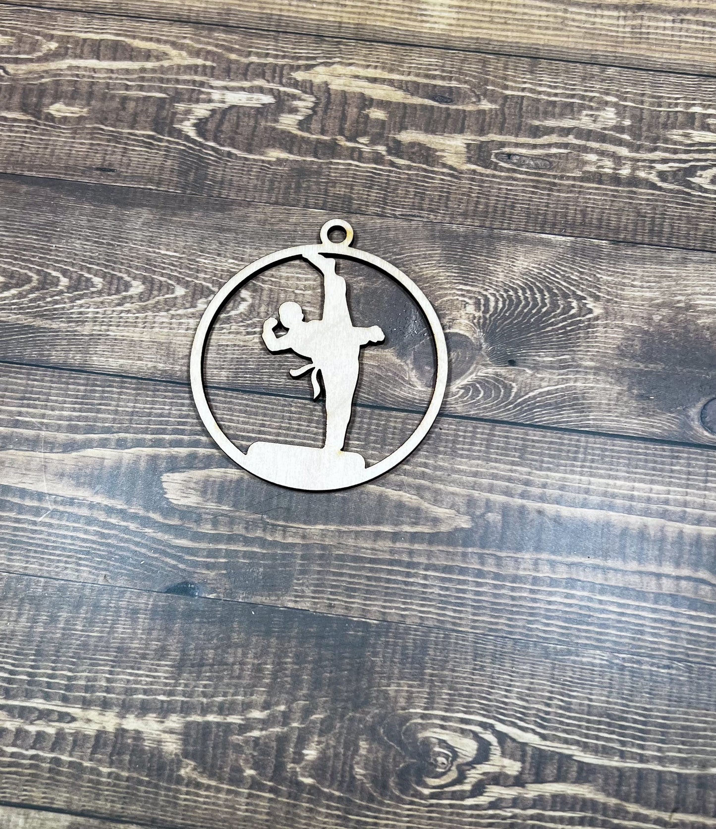 Karate Wooden Sports Ornament, Sports Ornament, Engraved Ornament, Laser Engraved Wood Ornament