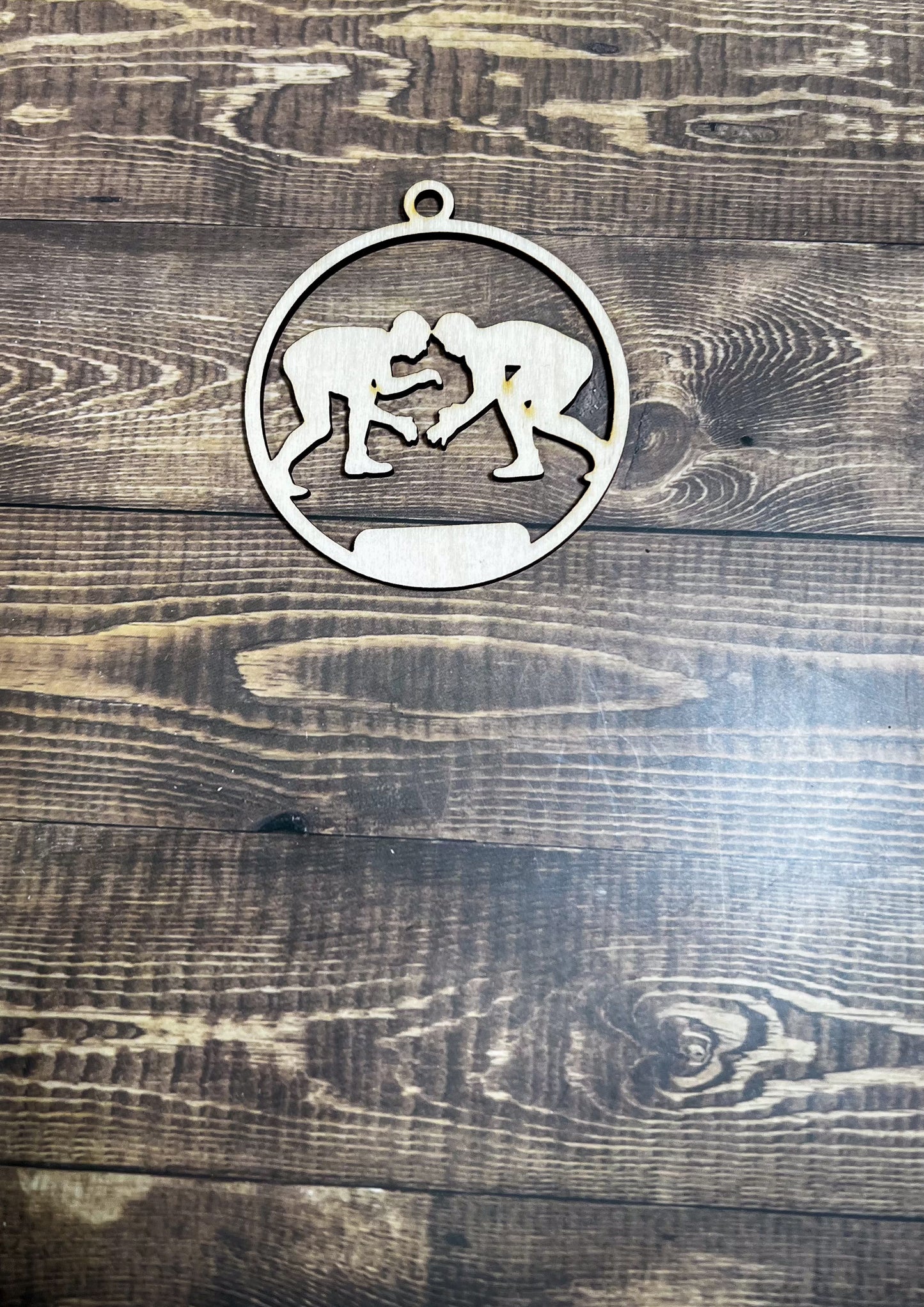 Wrestling Ornament, Wooden Sports Ornament, Sports Ornament, Engraved Ornament, Laser Engraved Wood Ornament