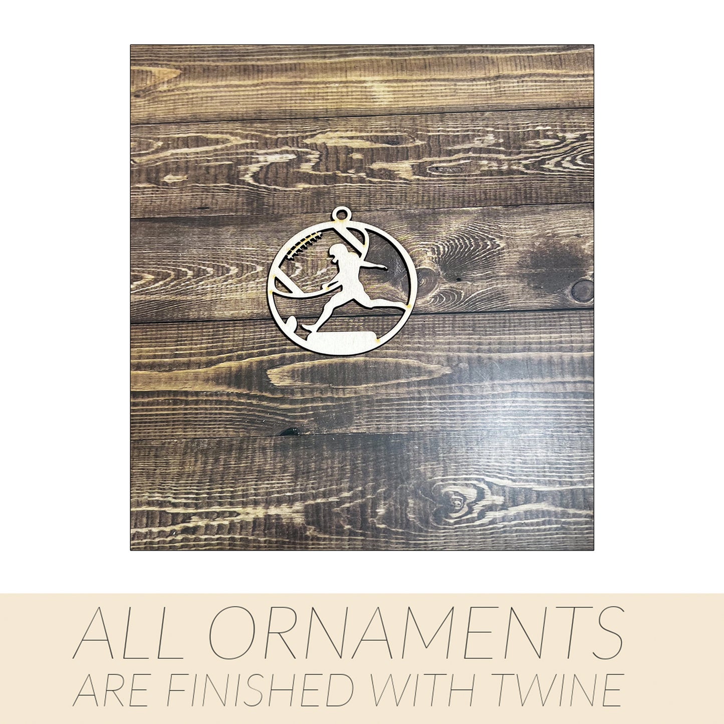 Football Ornament, Wooden Sports Ornament, Sports Ornament, Engraved Ornament, Laser Engraved Wood Ornament
