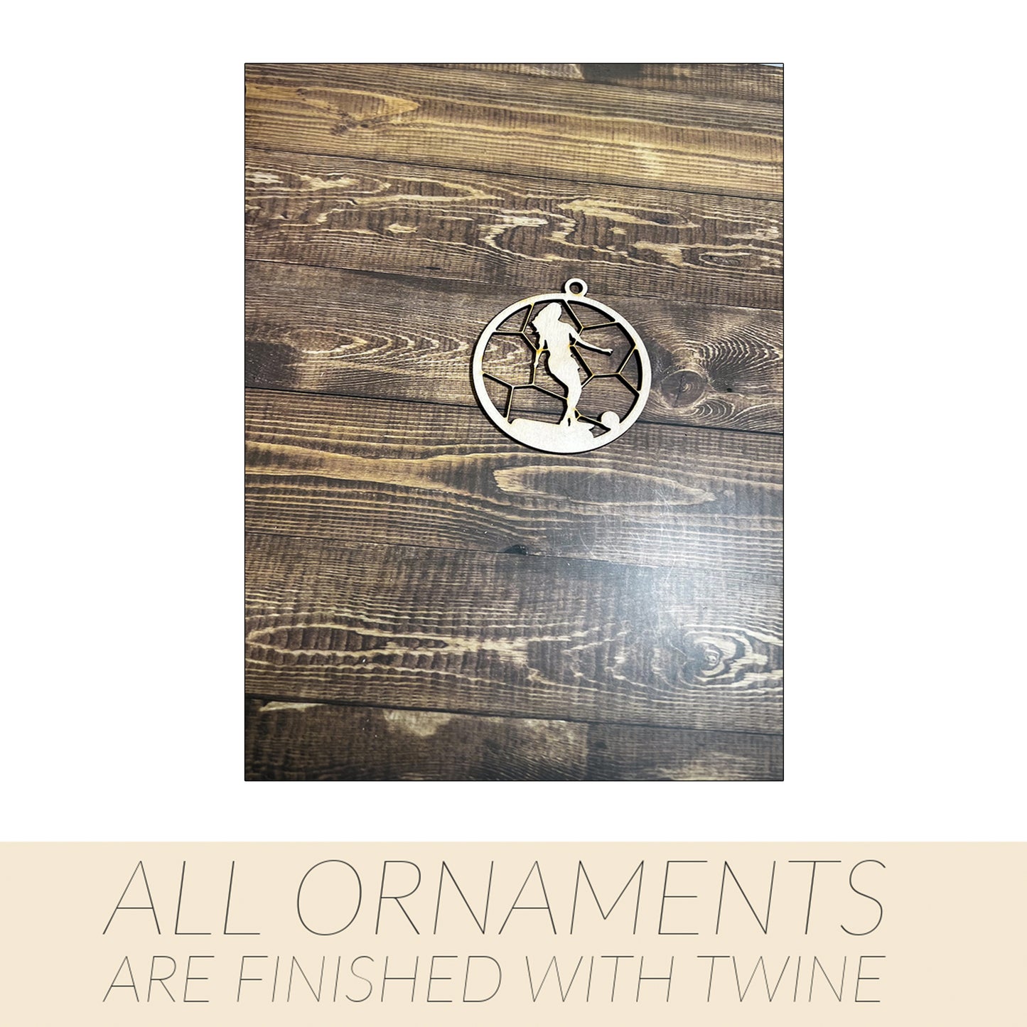 Soccer Ornament, Wooden Sports Ornament, Sports Ornament, Engraved Ornament, Laser Engraved Wood Ornament