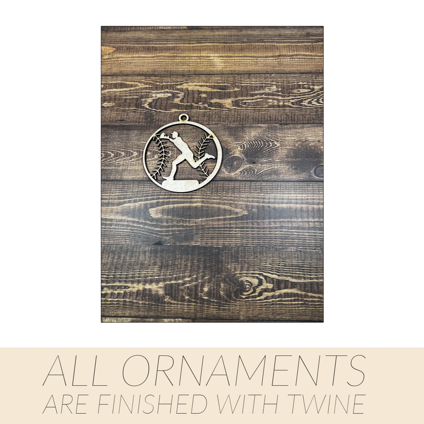 Baseball Ornament, Wooden Sports Ornament, Sports Ornament, Engraved Ornament, Laser Engraved Wood Ornament