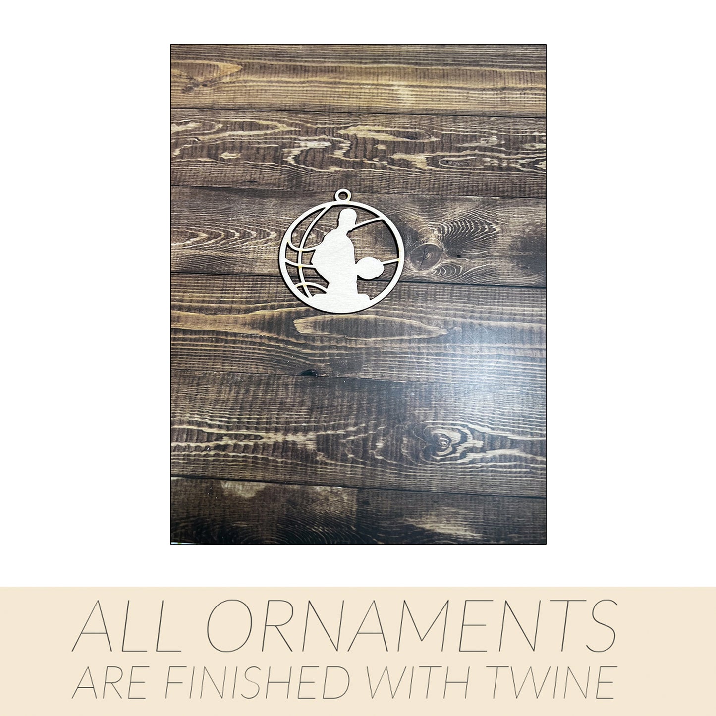 Basketball Ornament, Wooden Sports Ornament, Sports Ornament, Engraved Ornament, Laser Engraved Wood Ornament