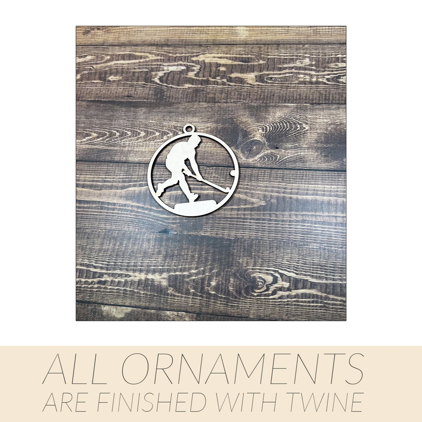 Field Hockey Ornament, Wooden Sports Ornament, Sports Ornament, Engraved Ornament, Laser Engraved Wood Ornament