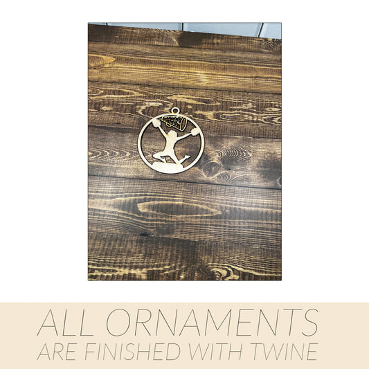 Cheer Wooden Sports Ornament, Sports Ornament, Engraved Ornament, Laser Engraved Wood Ornament