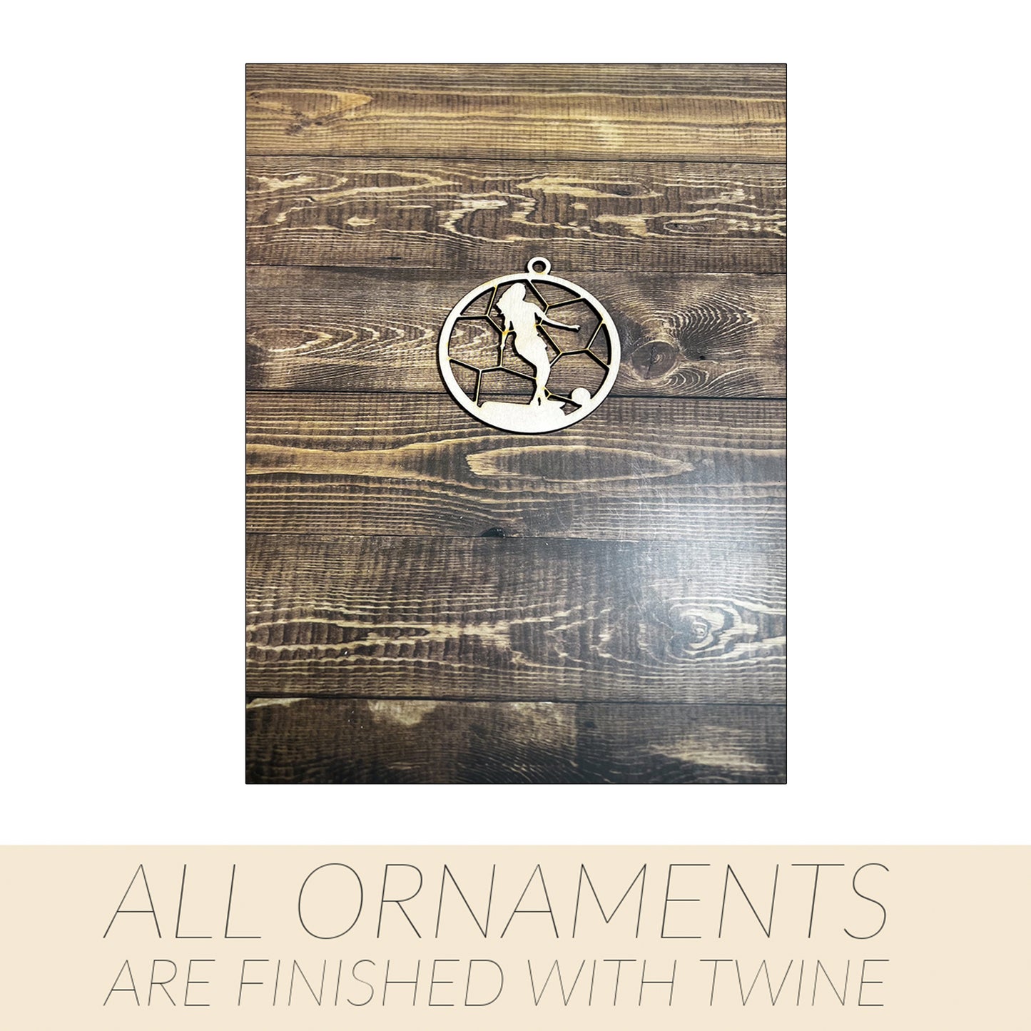 Soccer Ornament, Wooden Sports Ornament, Sports Ornament, Engraved Ornament, Laser Engraved Wood Ornament