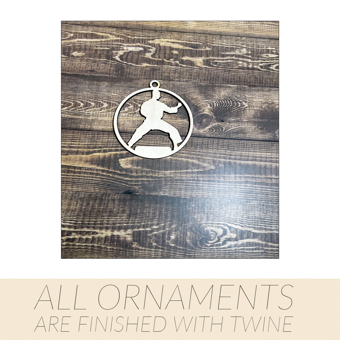 Karate Ornament, Wooden Sports Ornament, Sports Ornament, Engraved Ornament, Laser Engraved Wood Ornament