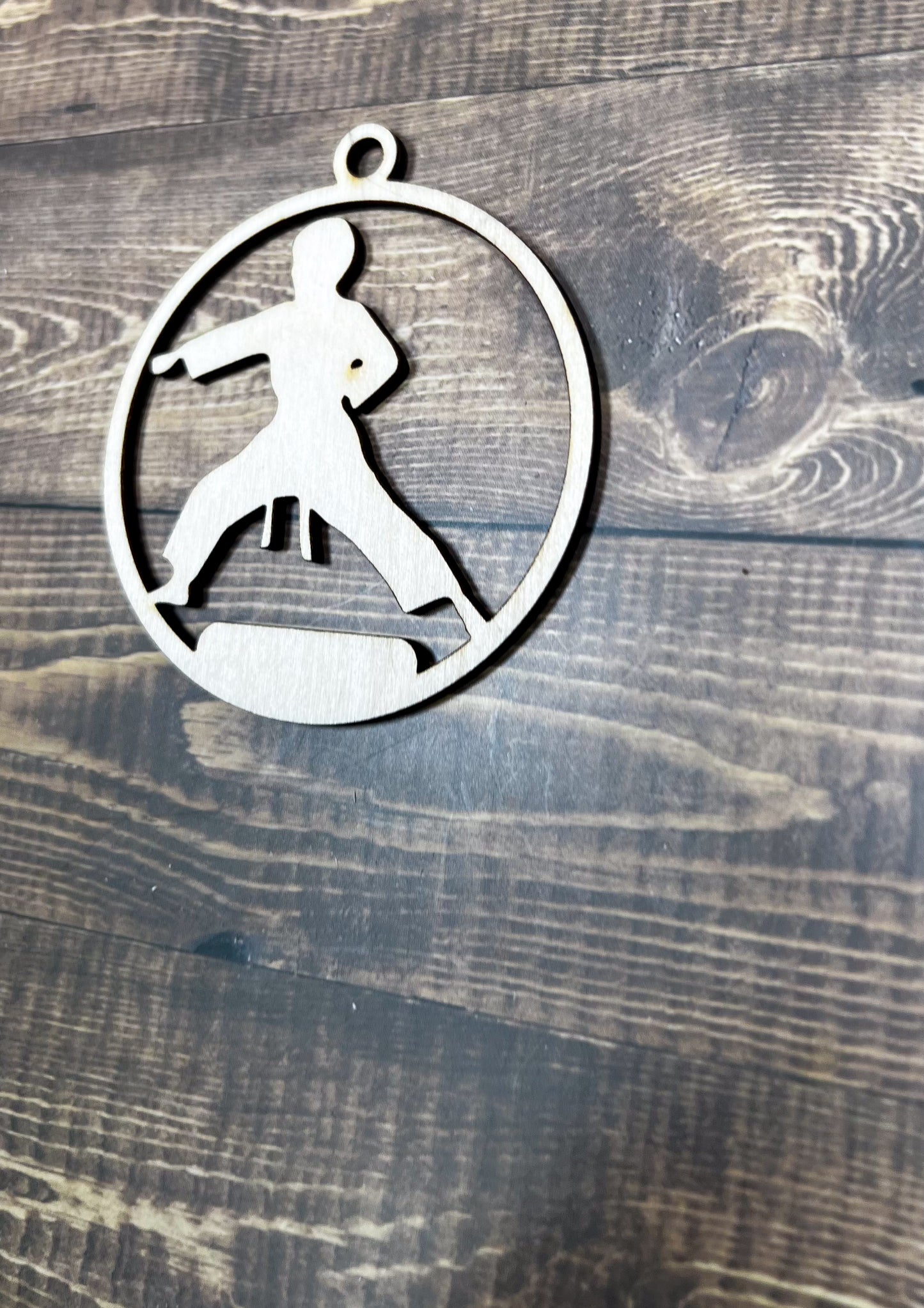 Karate Ornament, Wooden Sports Ornament, Sports Ornament, Engraved Ornament, Laser Engraved Wood Ornament