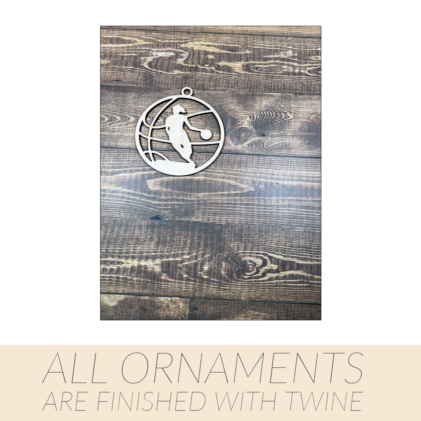 Basketball Ornament, Wooden Sports Ornament, Sports Ornament, Engraved Ornament, Laser Engraved Wood Ornament