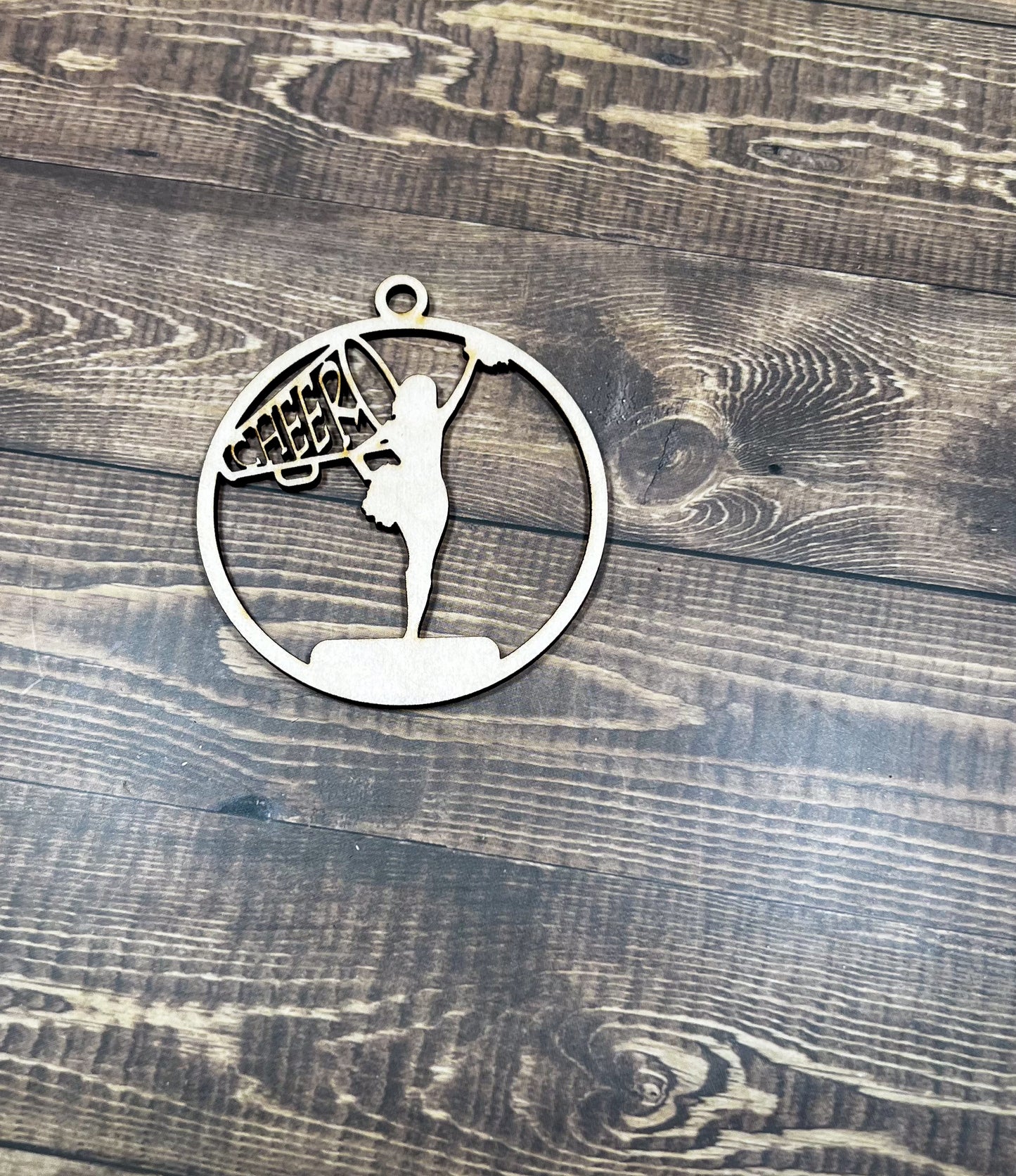 Cheer Ornament, Wooden Sports Ornament, Sports Ornament, Engraved Ornament, Laser Engraved Wood Ornament