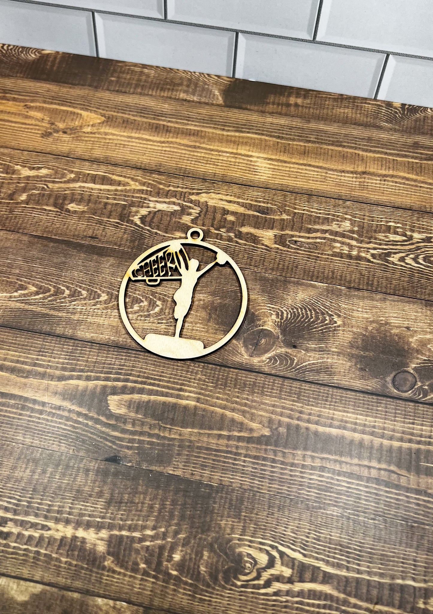 Cheer Ornament, Wooden Sports Ornament, Sports Ornament, Engraved Ornament, Laser Engraved Wood Ornament