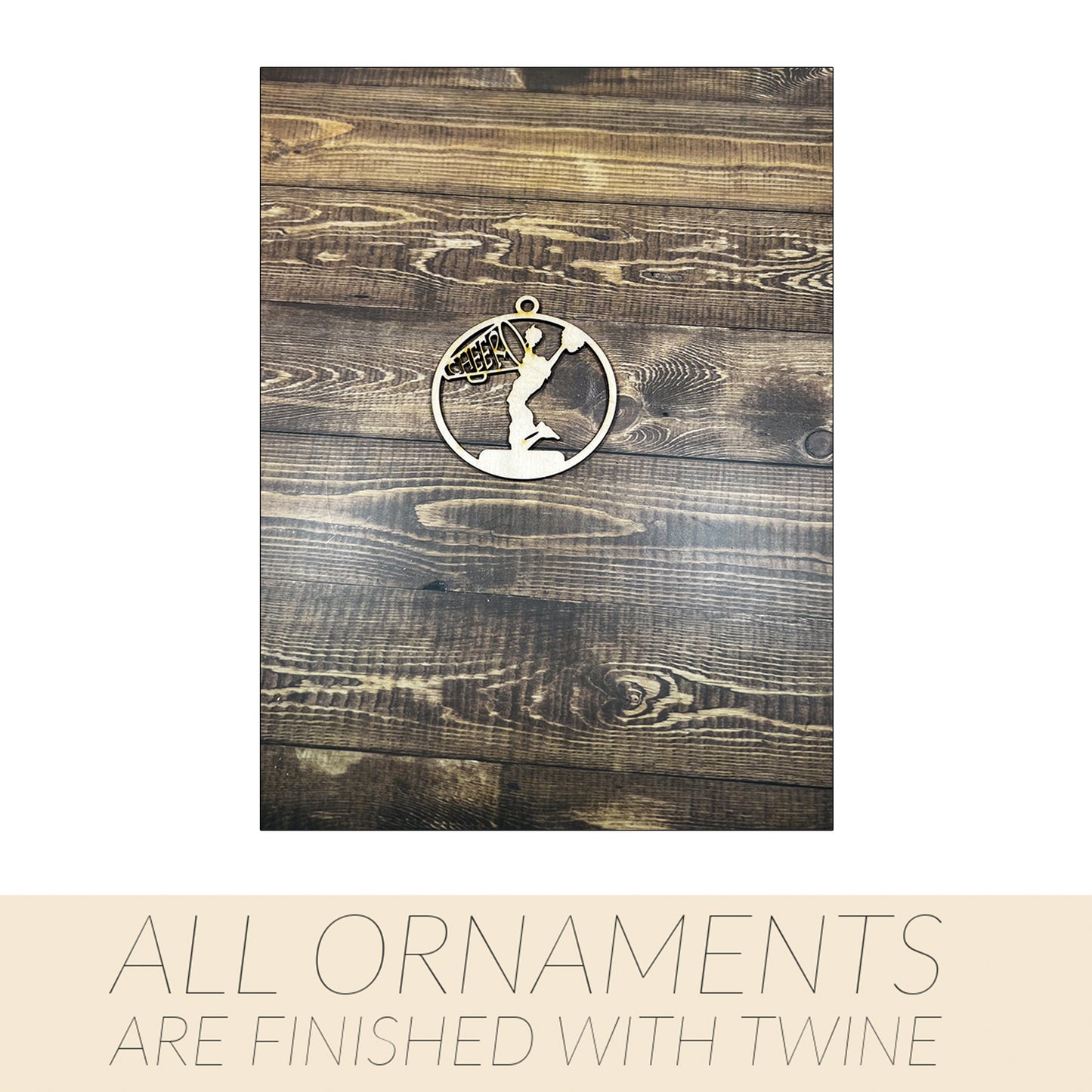 Cheerleading Ornament, Wooden Sports Ornament, Sports Ornament, Engraved Ornament, Laser Engraved Wood Ornament