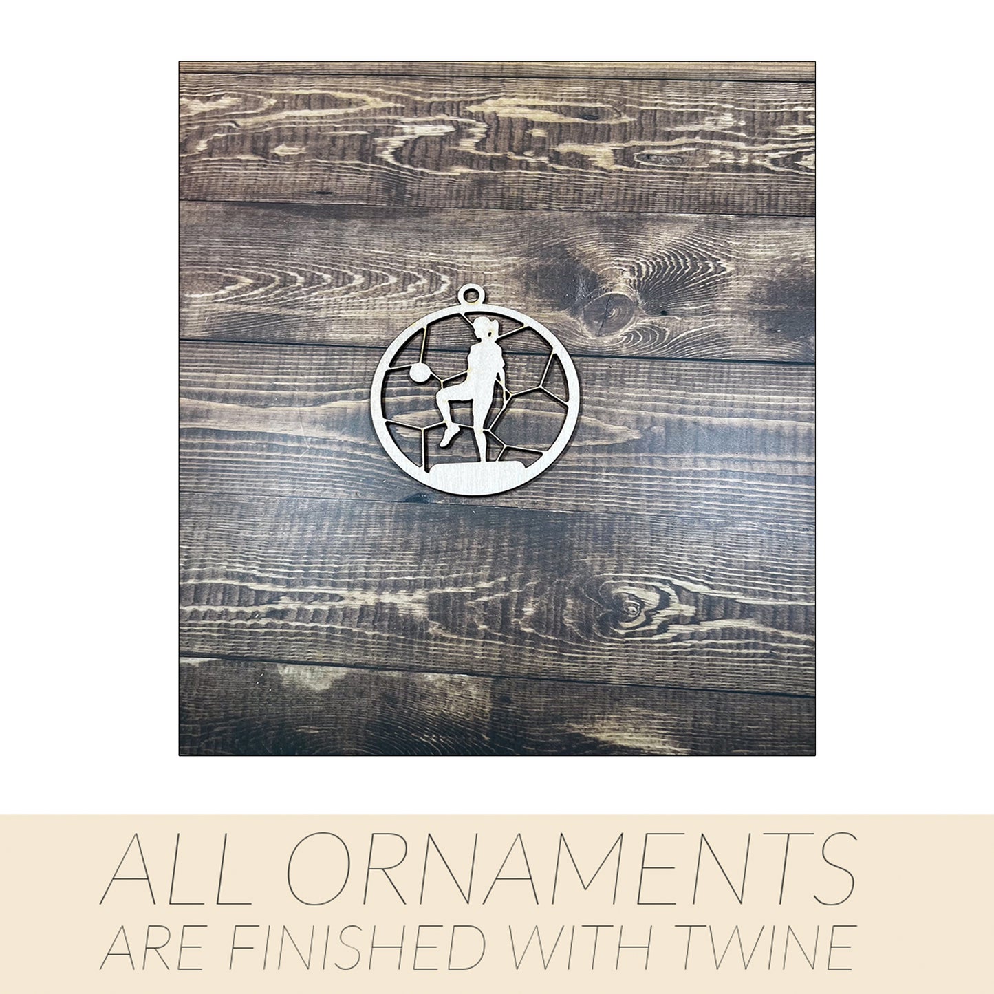 Soccer Ornament, Wooden Sports Ornament, Sports Ornament, Engraved Ornament, Laser Engraved Wood Ornament