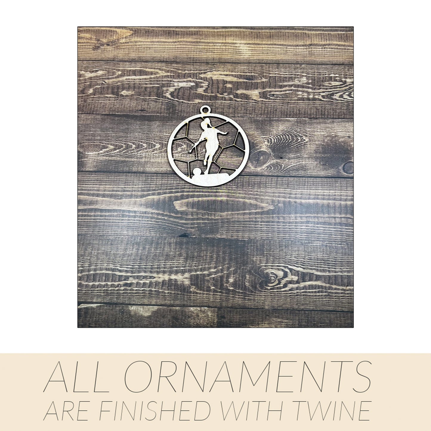 Soccer Ornament, Wooden Sports Ornament, Sports Ornament, Engraved Ornament, Laser Engraved Wood Ornament