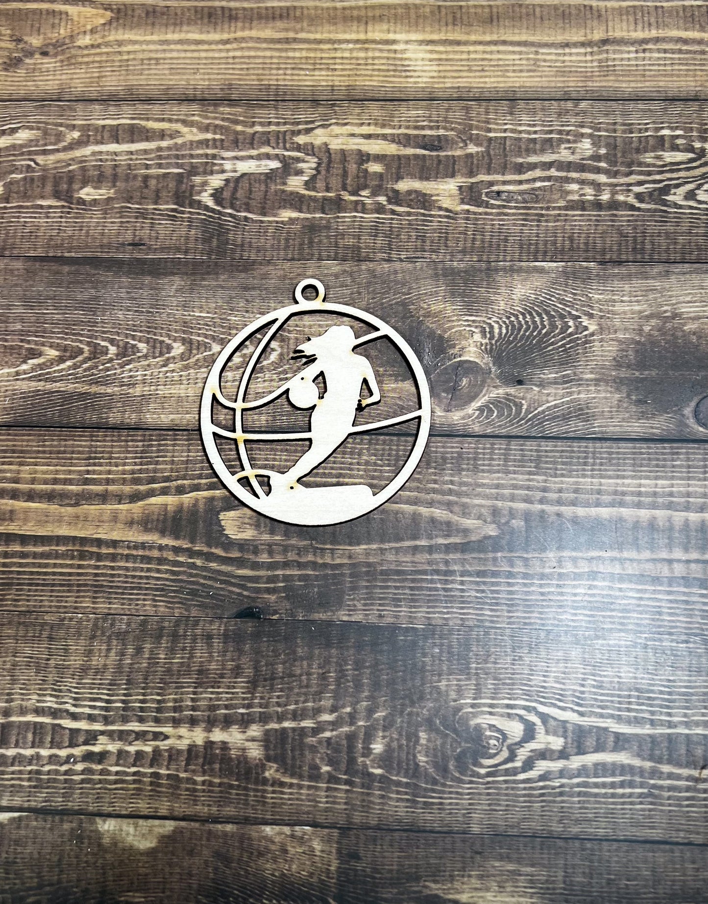 Basketball Wooden Sports Ornament, Sports Ornament, Engraved Ornament, Laser Engraved Wood Ornament