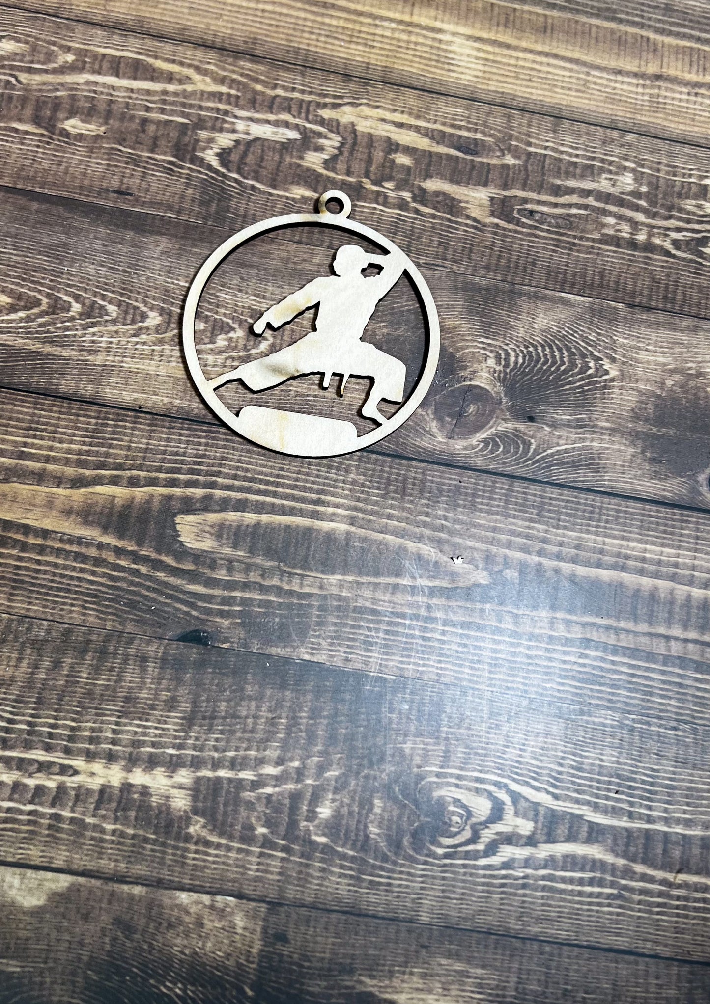 Karate Ornament, Wooden Sports Ornament, Sports Ornament, Engraved Ornament, Laser Engraved Wood Ornament