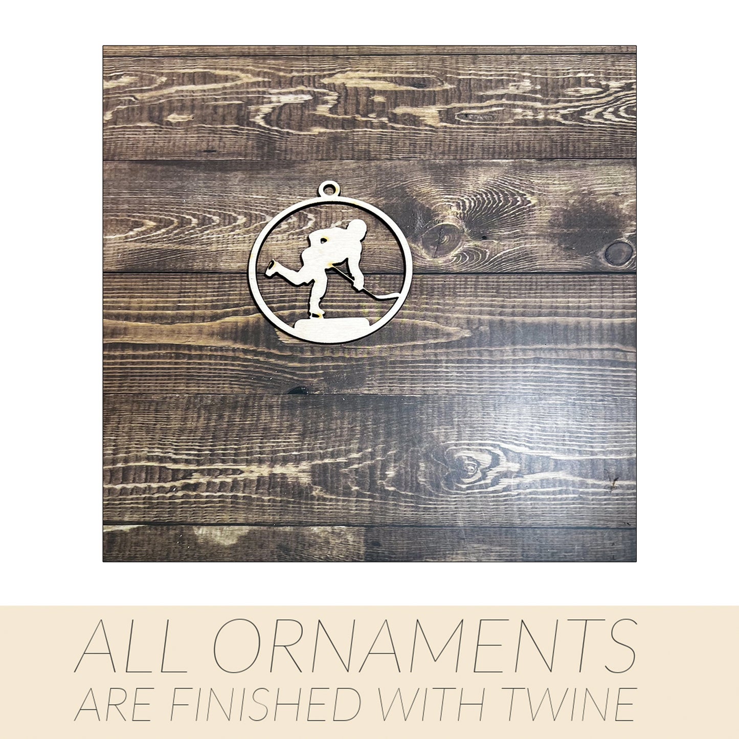 Hockey Ornament, Wooden Sports Ornament, Sports Ornament, Engraved Ornament, Laser Engraved Wood Ornament