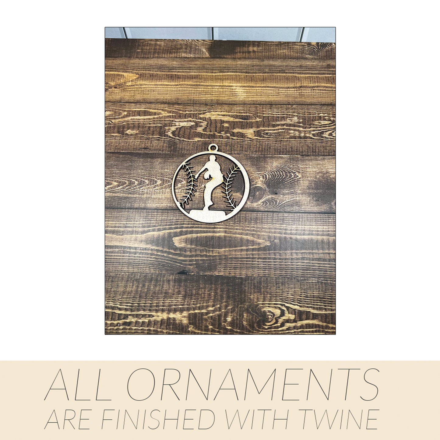 Baseball Ornament, Wooden Sports Ornament, Sports Ornament, Engraved Ornament, Laser Engraved Wood Ornament