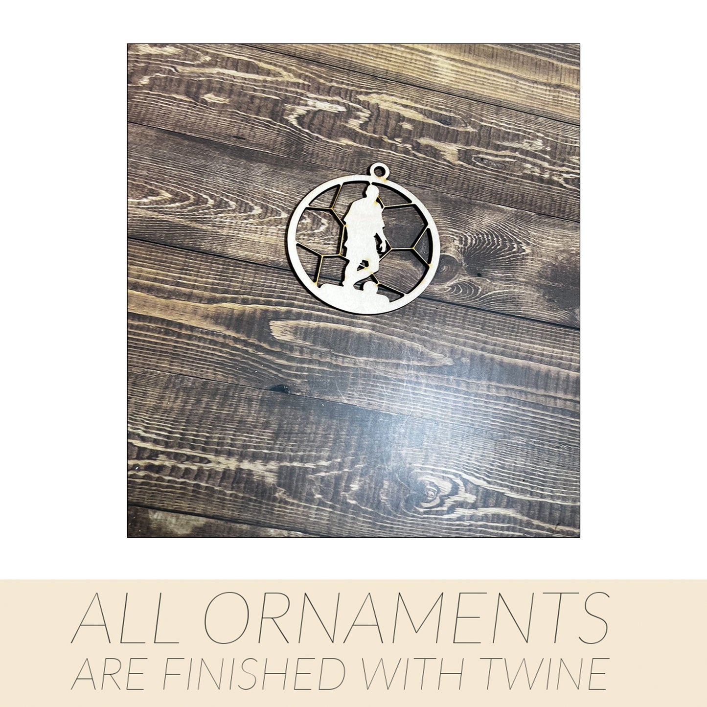 Soccer Ornament, Wooden Sports Ornament, Sports Ornament, Engraved Ornament, Laser Engraved Wood Ornament