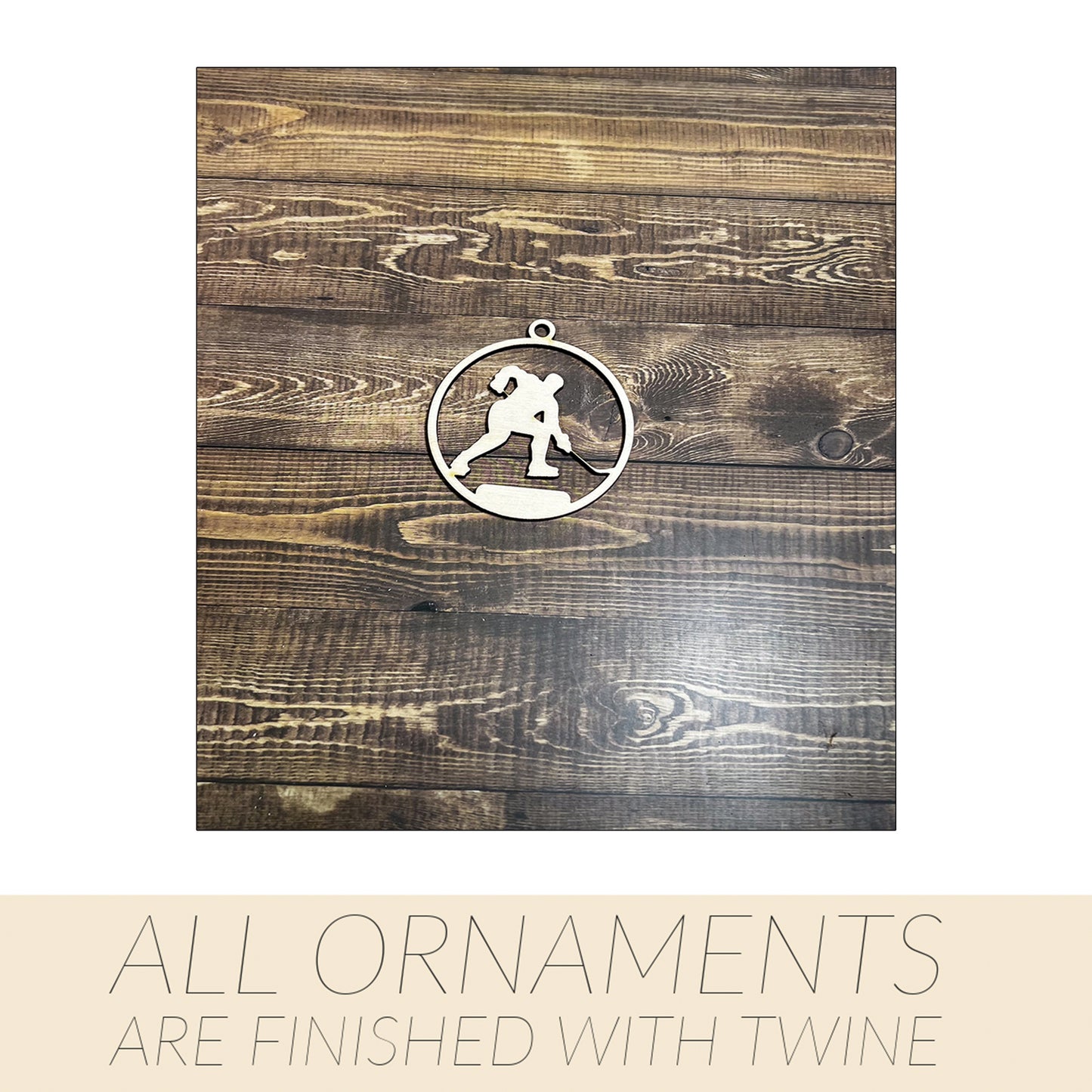 Hockey Ornament, Wooden Sports Ornament, Sports Ornament, Engraved Ornament, Laser Engraved Wood Ornament