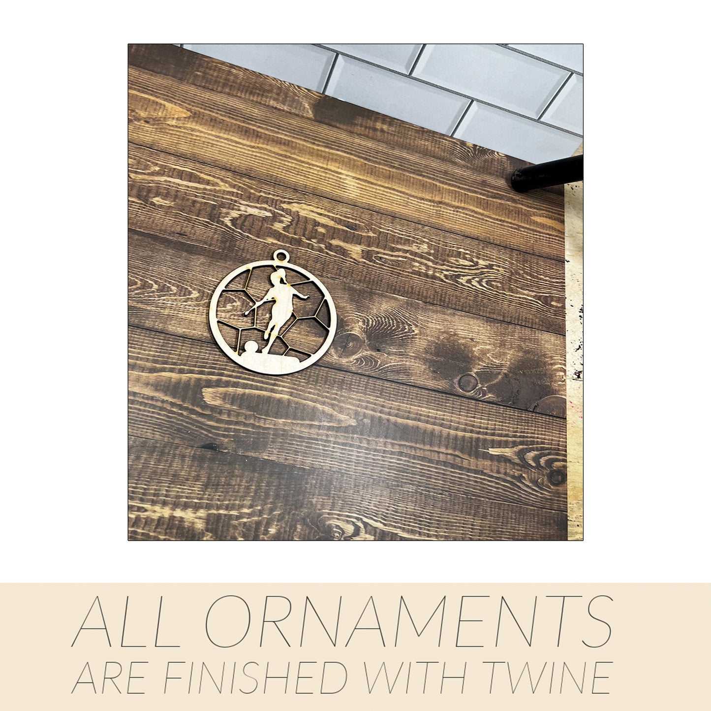 Soccer Ornament, Wooden Sports Ornament, Sports Ornament, Engraved Ornament, Laser Engraved Wood Ornament