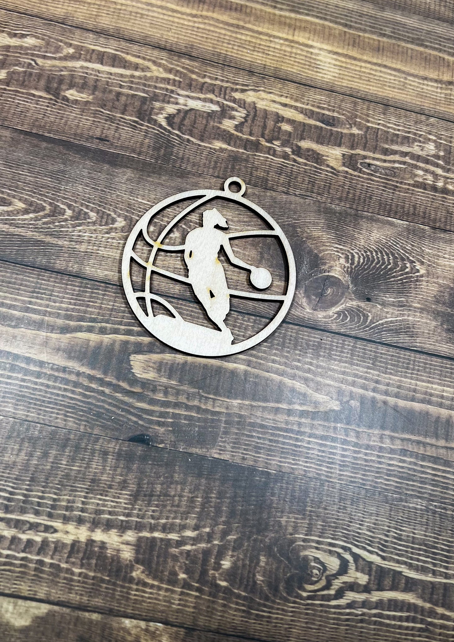 Basketball Ornament, Wooden Sports Ornament, Sports Ornament, Engraved Ornament, Laser Engraved Wood Ornament