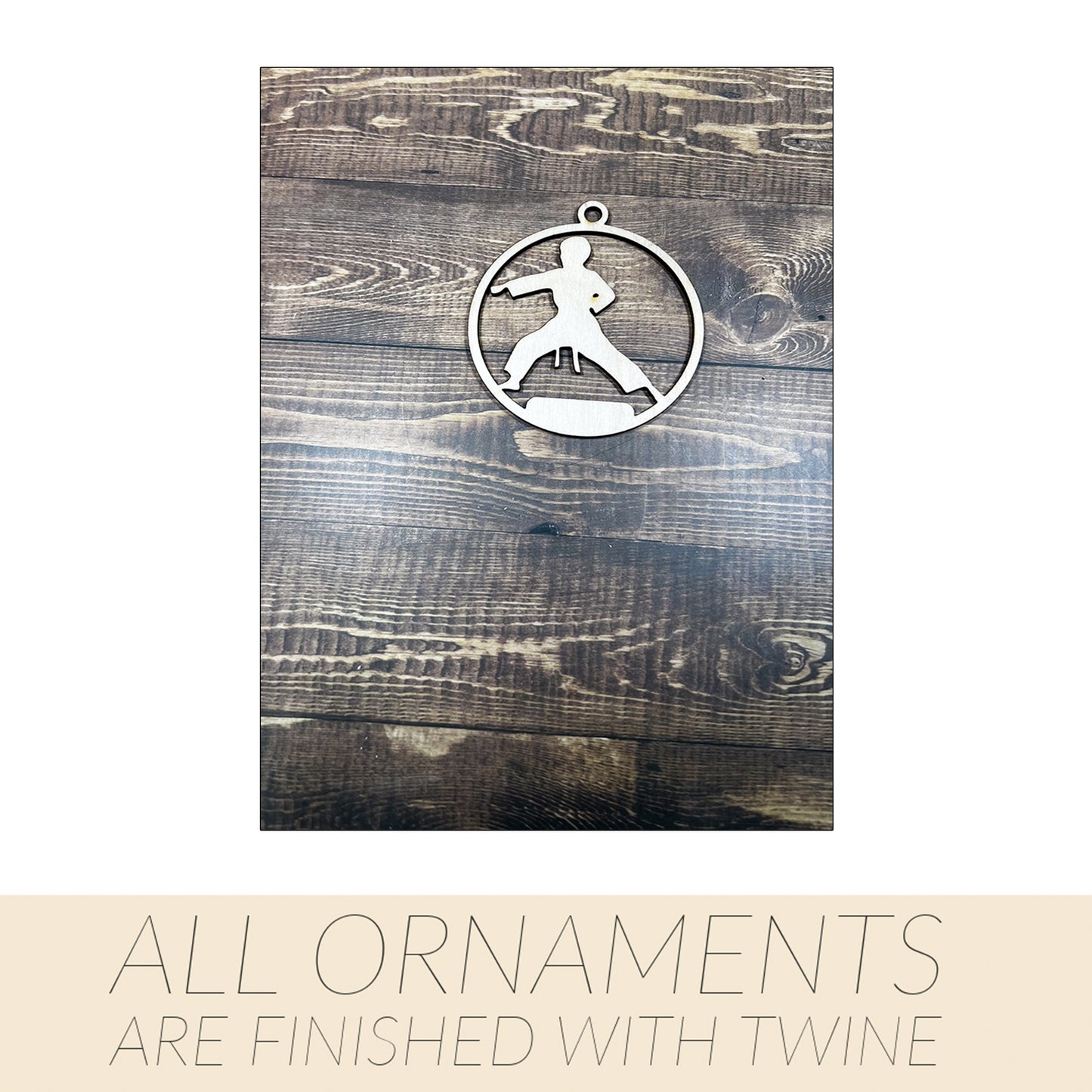 Karate Ornament, Wooden Sports Ornament, Sports Ornament, Engraved Ornament, Laser Engraved Wood Ornament