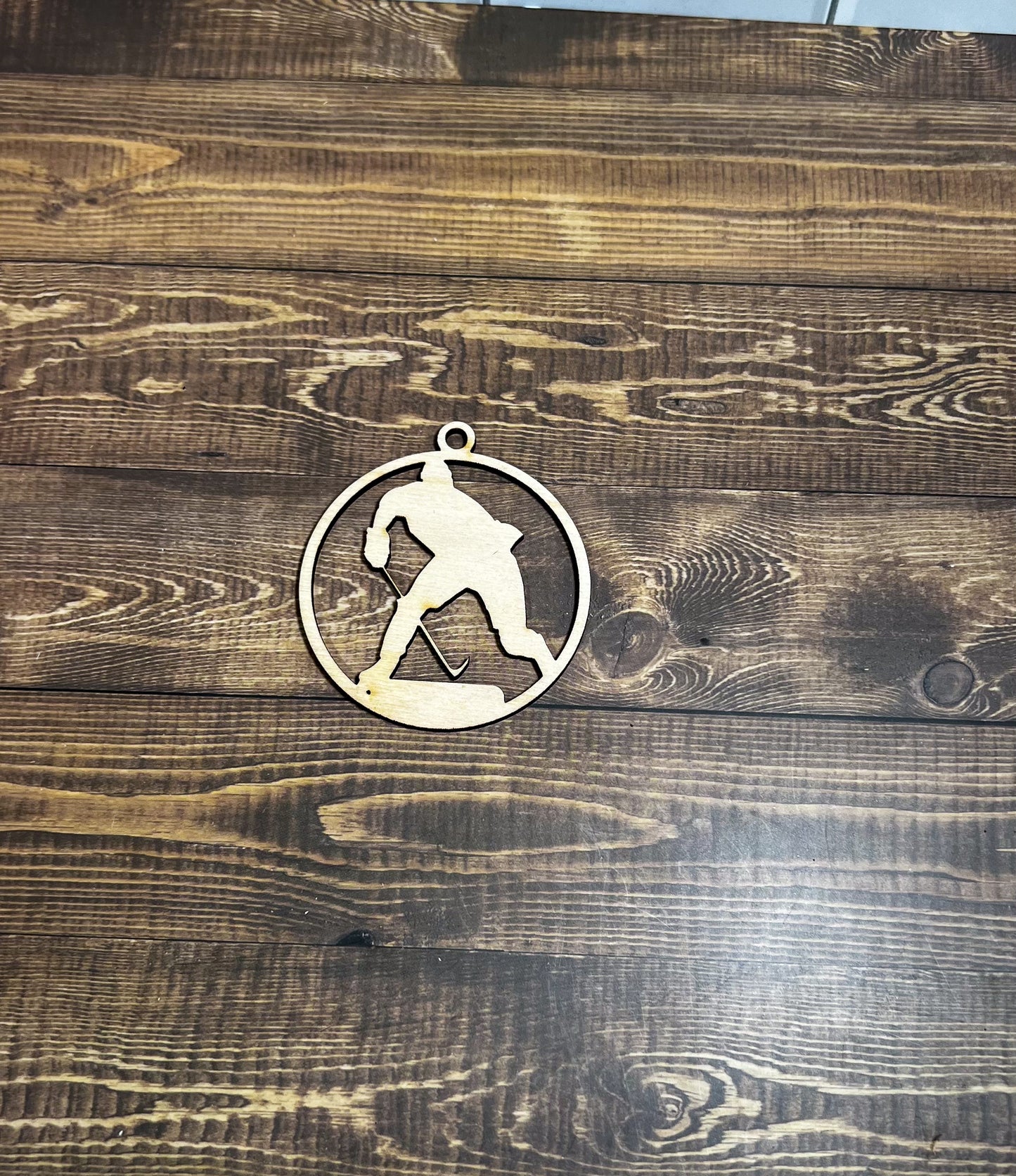 Hockey Ornament, Wooden Sports Ornament, Sports Ornament, Engraved Ornament, Laser Engraved Wood Ornament