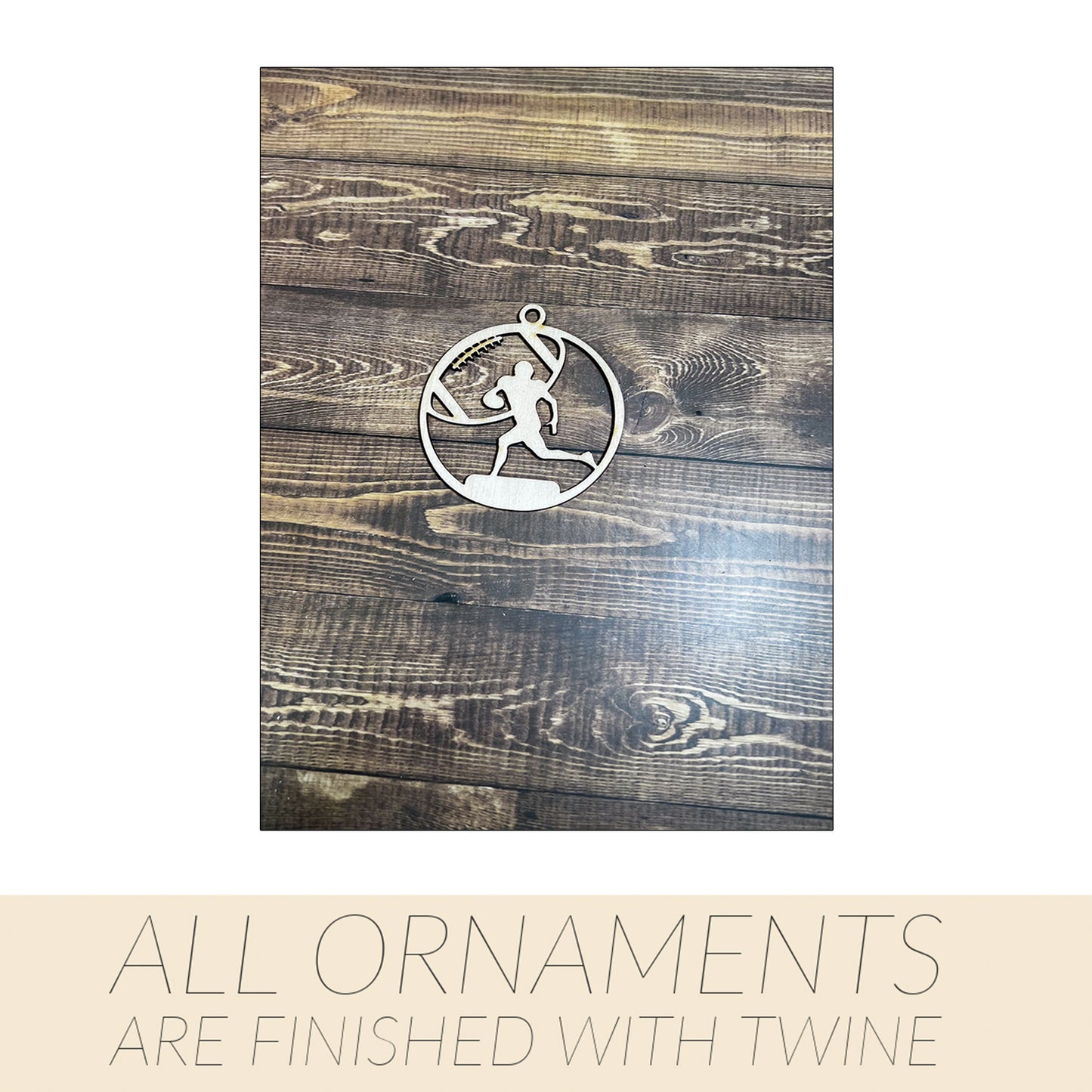 Football Ornament, Wooden Sports Ornament, Sports Ornament, Engraved Ornament, Laser Engraved Wood Ornament