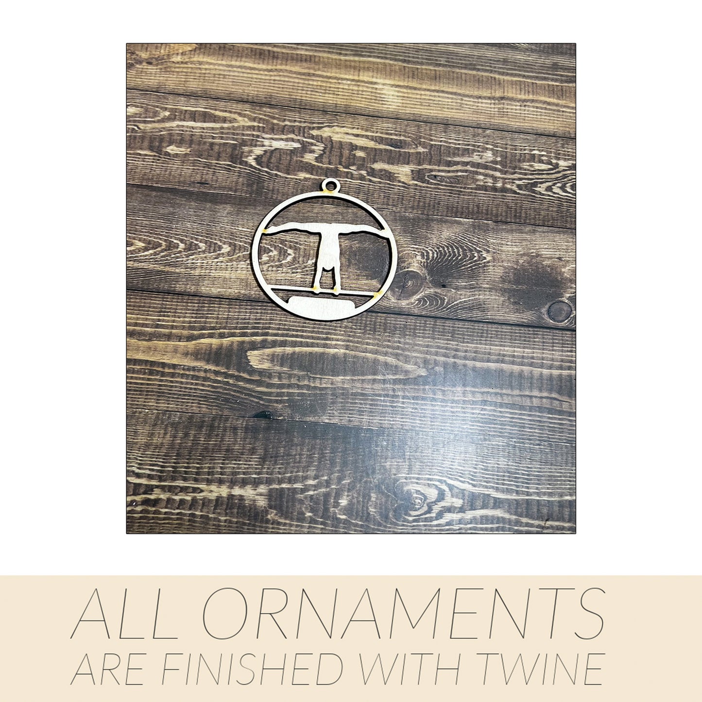 Gymnastic Ornament, Wooden Sports Ornament, Sports Ornament, Engraved Ornament, Laser Engraved Wood Ornament