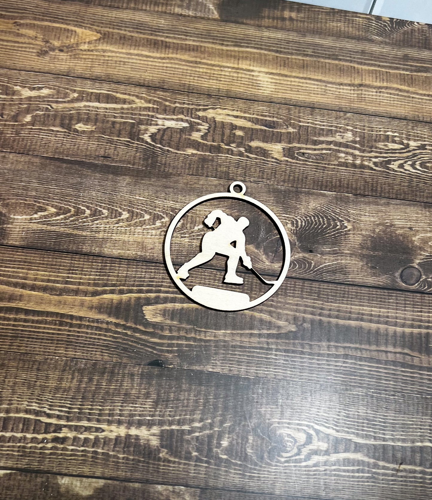 Hockey Ornament, Wooden Sports Ornament, Sports Ornament, Engraved Ornament, Laser Engraved Wood Ornament