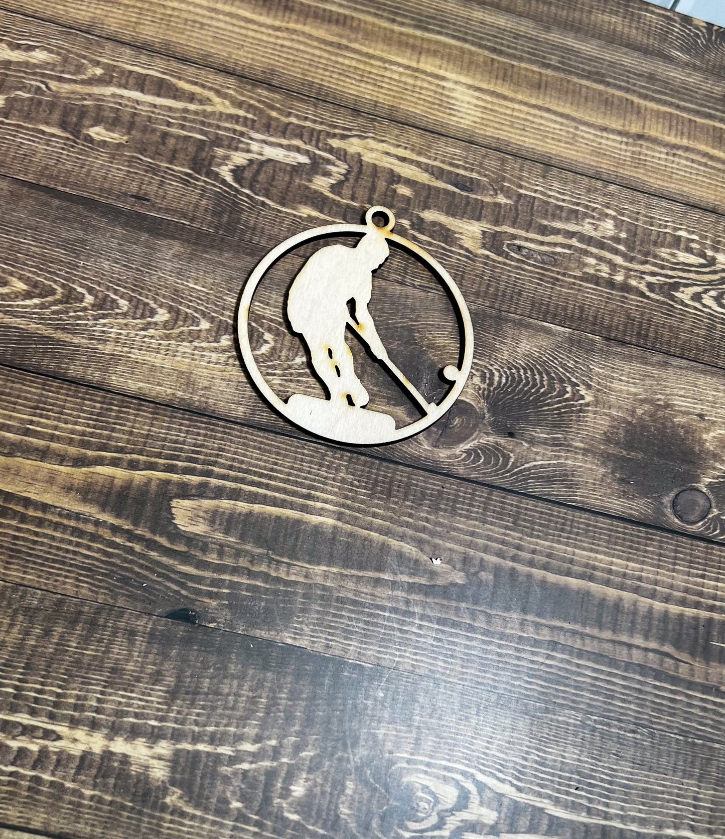 Hockey Ornament, Wooden Sports Ornament, Sports Ornament, Engraved Ornament, Laser Engraved Wood Ornament