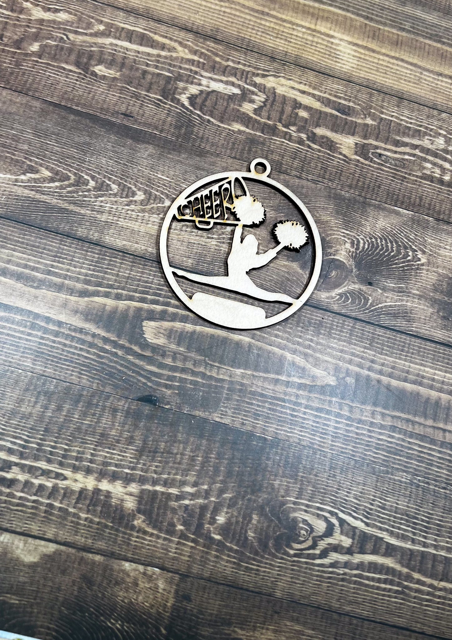 Cheer Wooden Sports Ornament, Sports Ornament, Engraved Ornament, Laser Engraved Wood Ornament