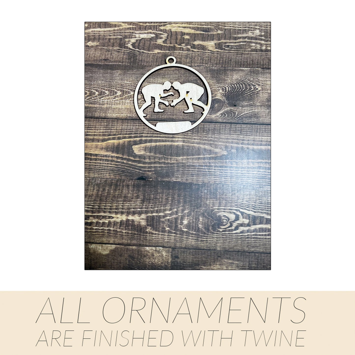 Wrestling Ornament, Wooden Sports Ornament, Sports Ornament, Engraved Ornament, Laser Engraved Wood Ornament