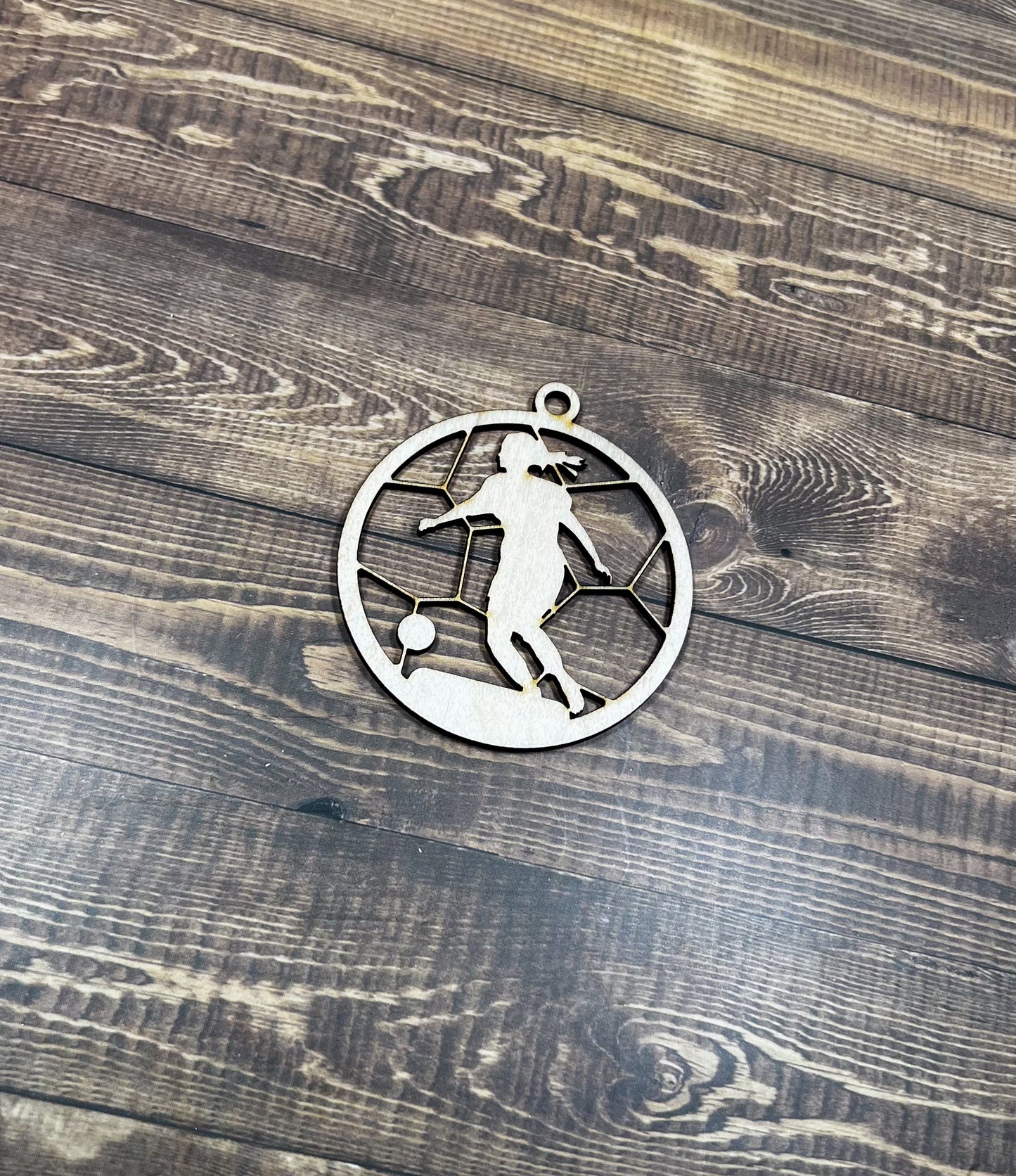 Soccer Wooden Sports Ornament, Sports Ornament, Engraved Ornament, Laser Engraved Wood Ornament