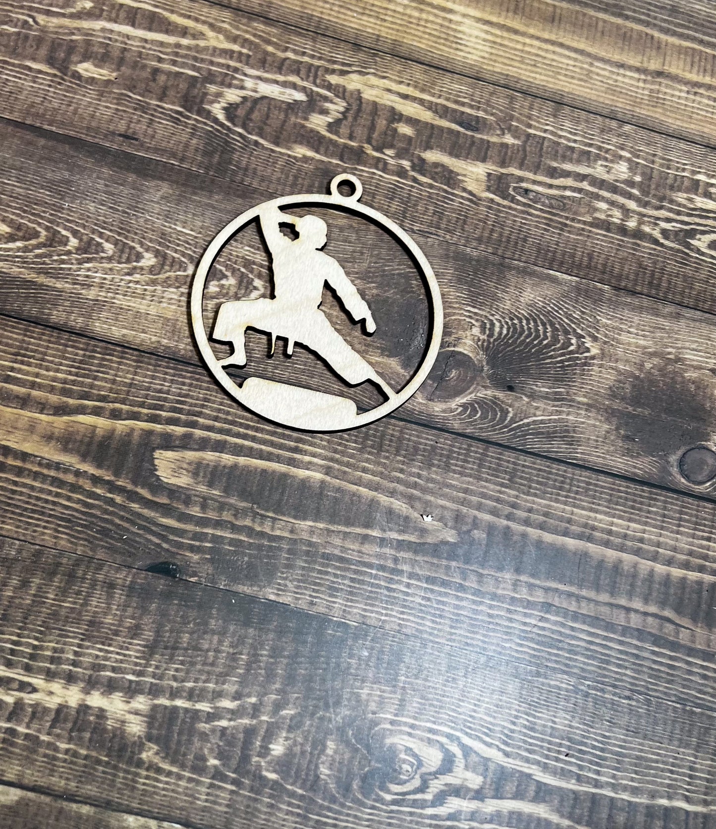 Karate Ornament, Wooden Sports Ornament, Sports Ornament, Engraved Ornament, Laser Engraved Wood Ornament