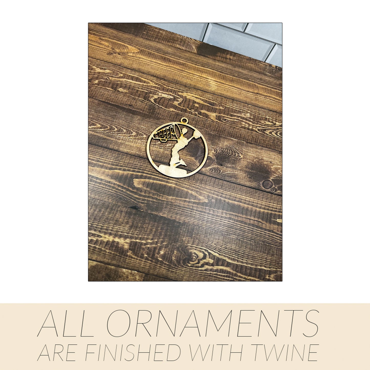 Cheerleading Ornament, Wooden Sports Ornament, Sports Ornament, Engraved Ornament, Laser Engraved Wood Ornament