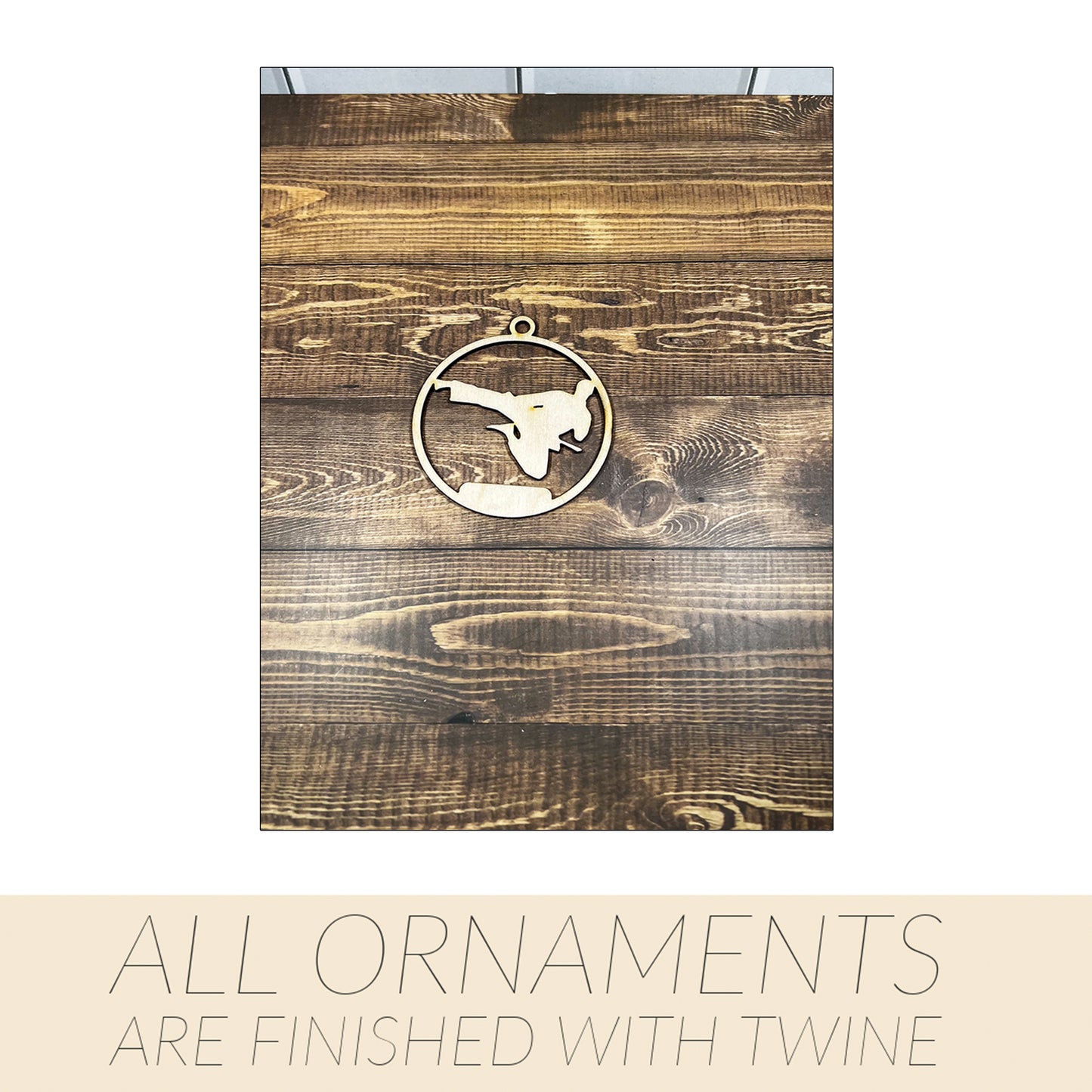 Karate Ornament, Wooden Sports Ornament, Sports Ornament, Engraved Ornament, Laser Engraved Wood Ornament